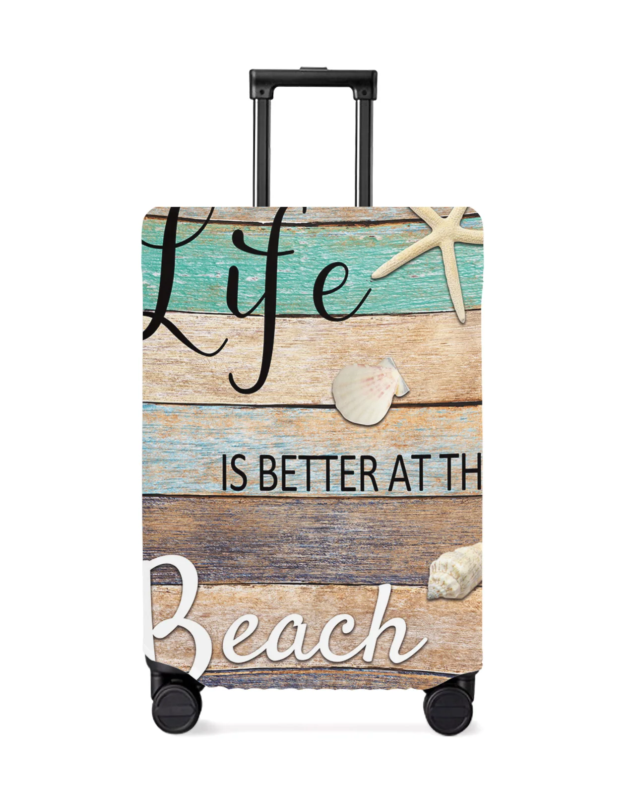 ocean-beach-wood-grain-starfish-shell-luggage-protective-cover-travel-accessories-suitcase-elastic-dust-case-protect-sleeve