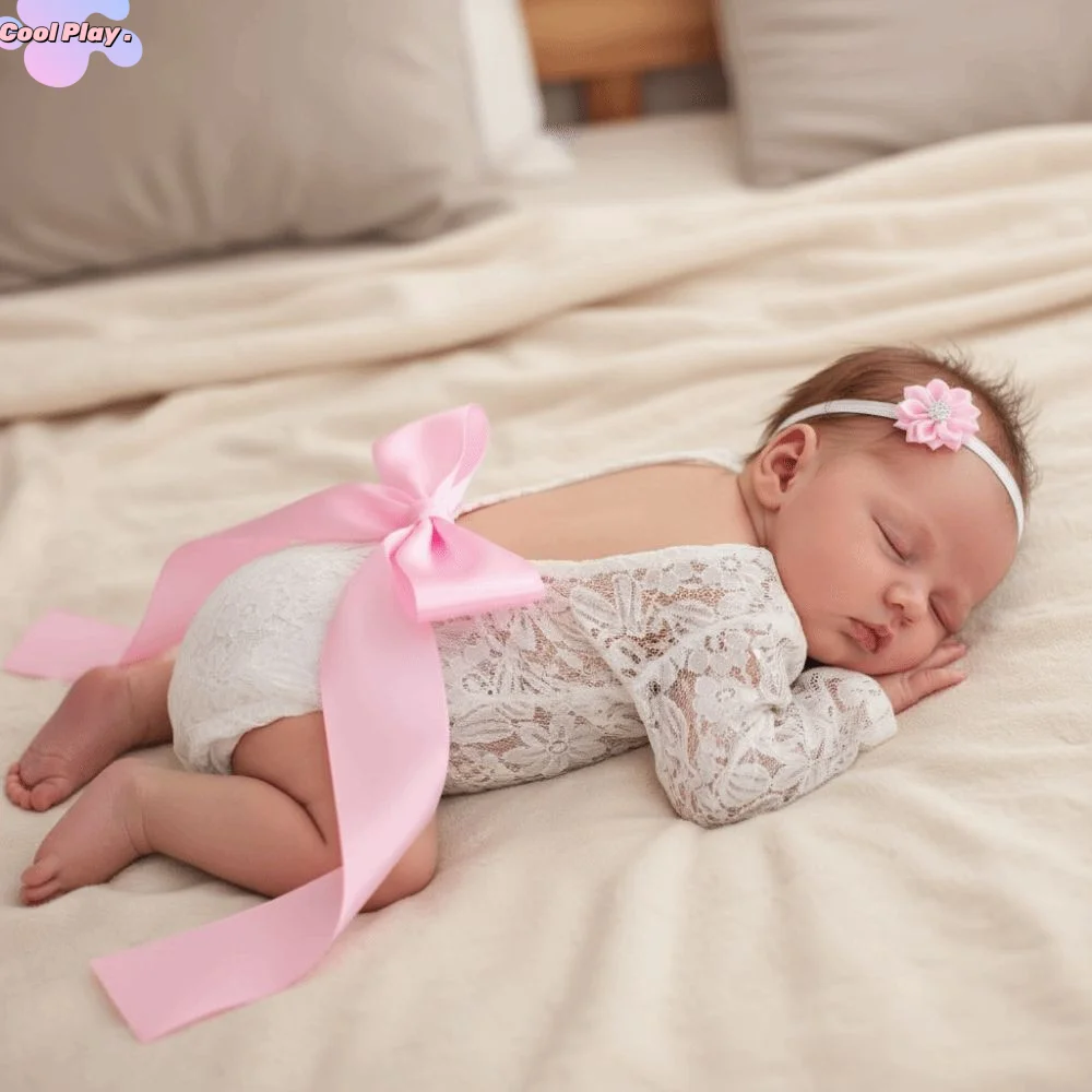 

2 шт./компл., креативная одежда для фотосессии для младенцев, галстук-бабочка с открытой спиной, дизайн, кружевной комбинезон для новорожденных, сплошной цвет с цветочным принтом