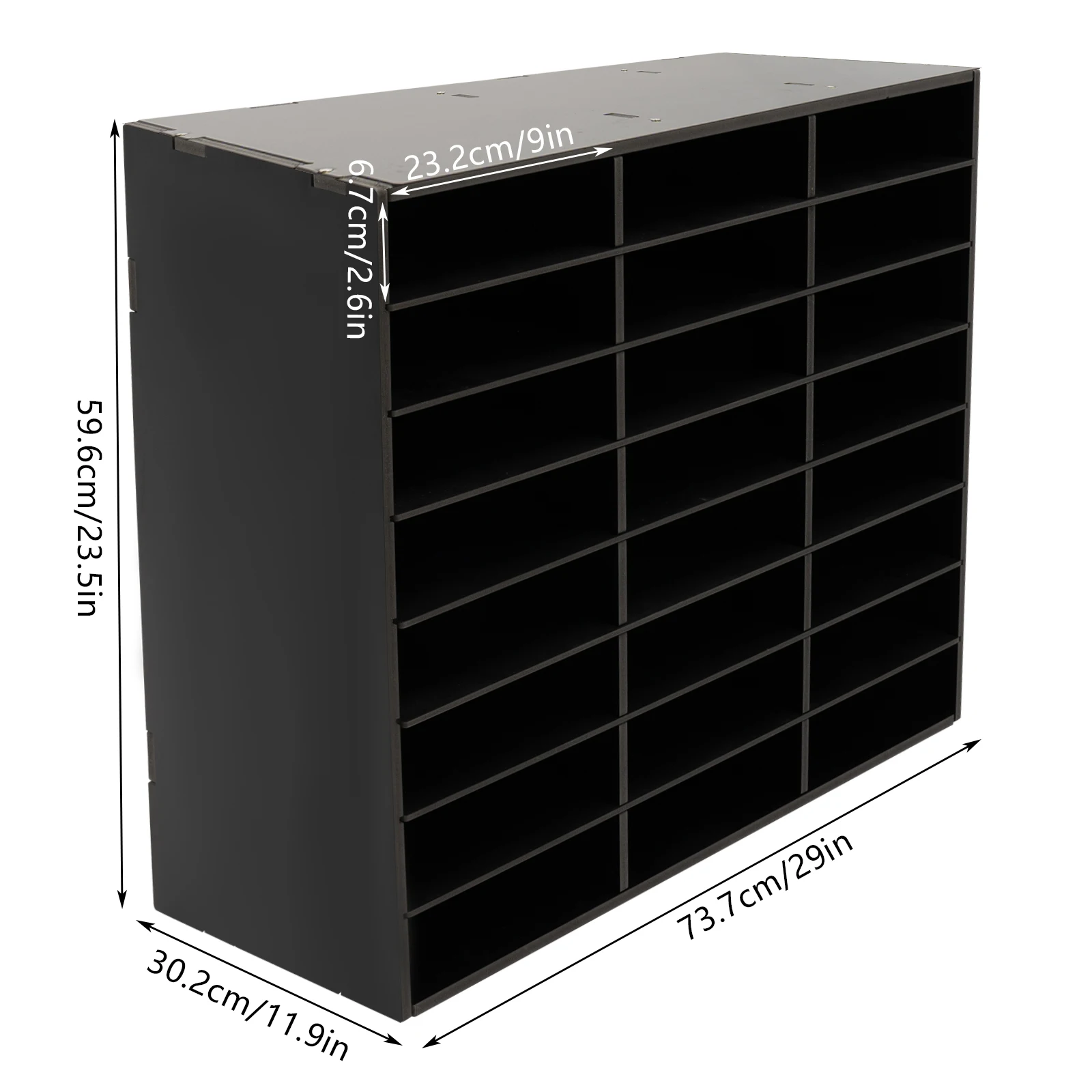 Black PVC 73.7*30.2*59.6cm 24-slot Filing Cabinet Bearing 132-pound Storage Rack with Detachable Interlayer Data Sorting Cabinet