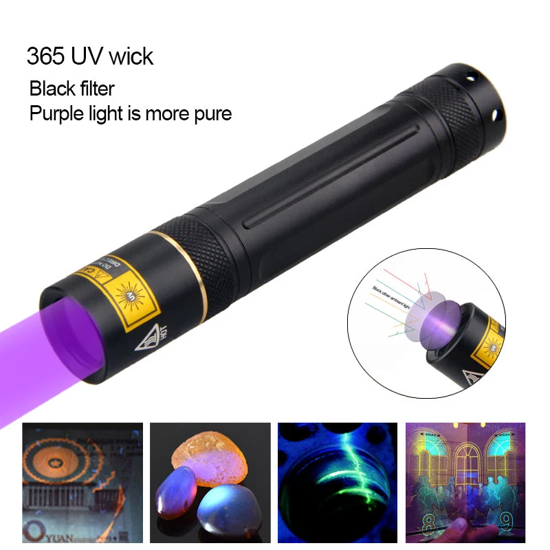 

LED UV Flashlight 365nm Portable Mini Ultraviolet Torch Waterproof Zoomable Violet Light Pet Urine Scorpion Detector UV LED Lamp