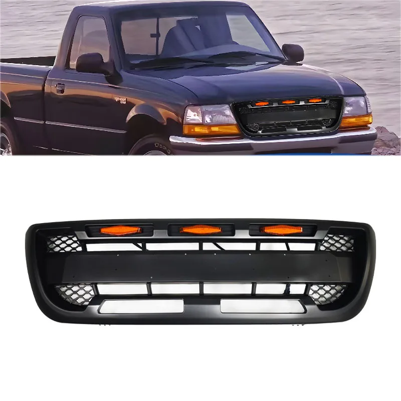 Parrillas de Competición para Ford Ranger 1998 1999 2000, Parrilla Delantera Modificada Estilo RP, Material ABS, Reemplazo e Instalación de Parrilla para Auto