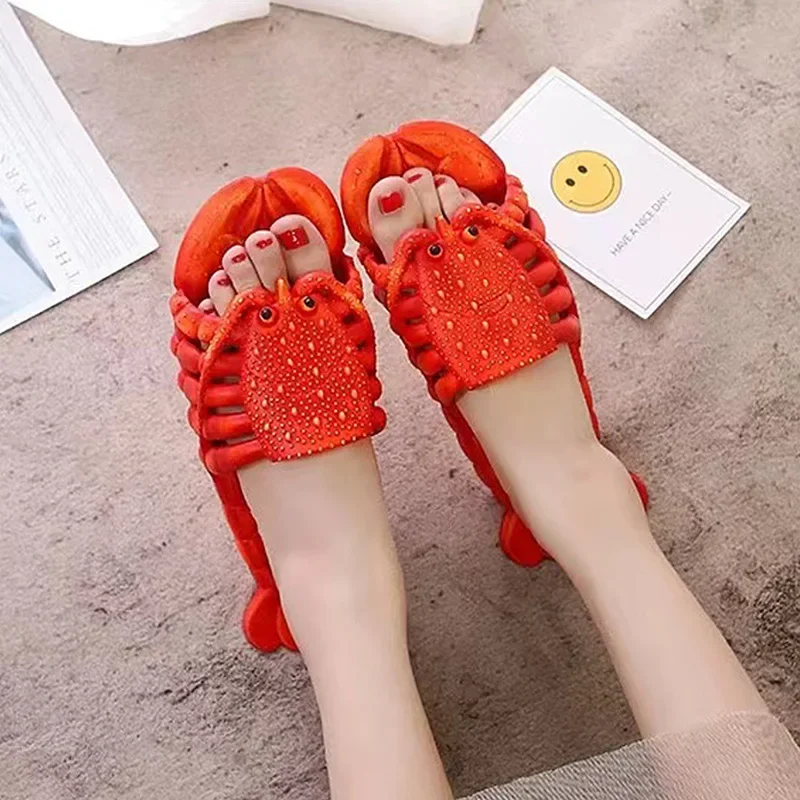 Zapatillas de playa de verano, diseño de cangrejo de dibujos animados Unisex, Material de PVC, estilo único, zapatillas para parejas entre padres e hijos