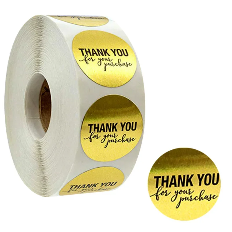 

100-500Pcs Gold Silver Thank You Self-adhesive Sealing Stickers 2.5CM Round Gift Packaging Seal Labels 1inch