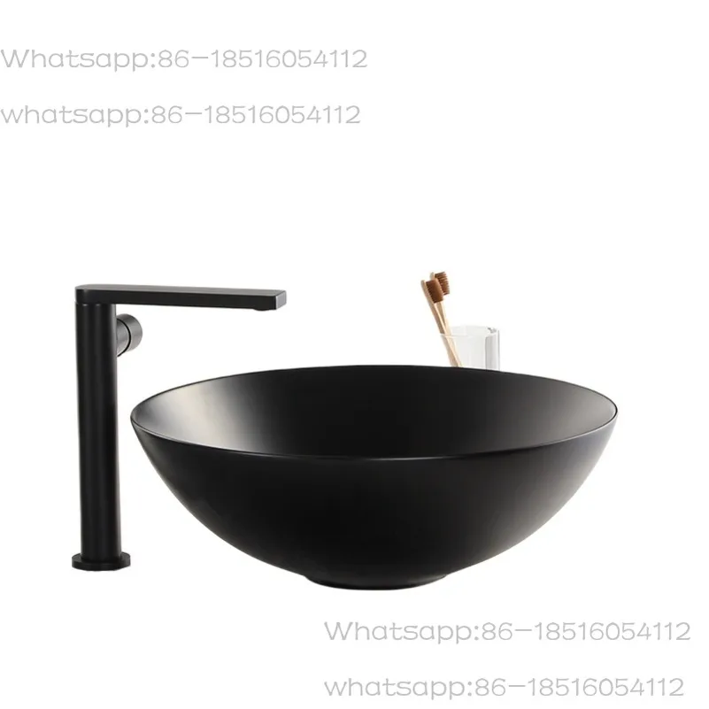 

Modern Dark Green Black Matte Ultra-thin Countertop Basin Round Bathroom Washbasin Household Wash Basin Ceramic Countertop Basin