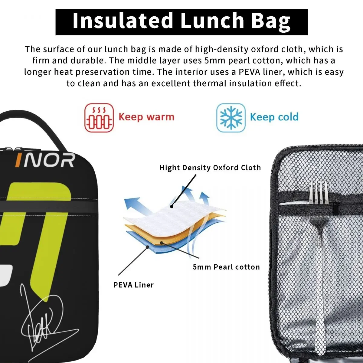 Lando Norris Racing Driver Motorsport Thermal Insulated Lunch Bag for Reusable Food Bags Men Women Thermal Cooler Lunch Boxes