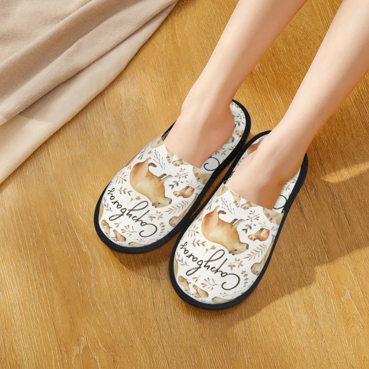 Winter Furry Slippers Capybara Animal Accessories Household Fur Slides Slippers Living Room Soft Anti-skid Slides image 5