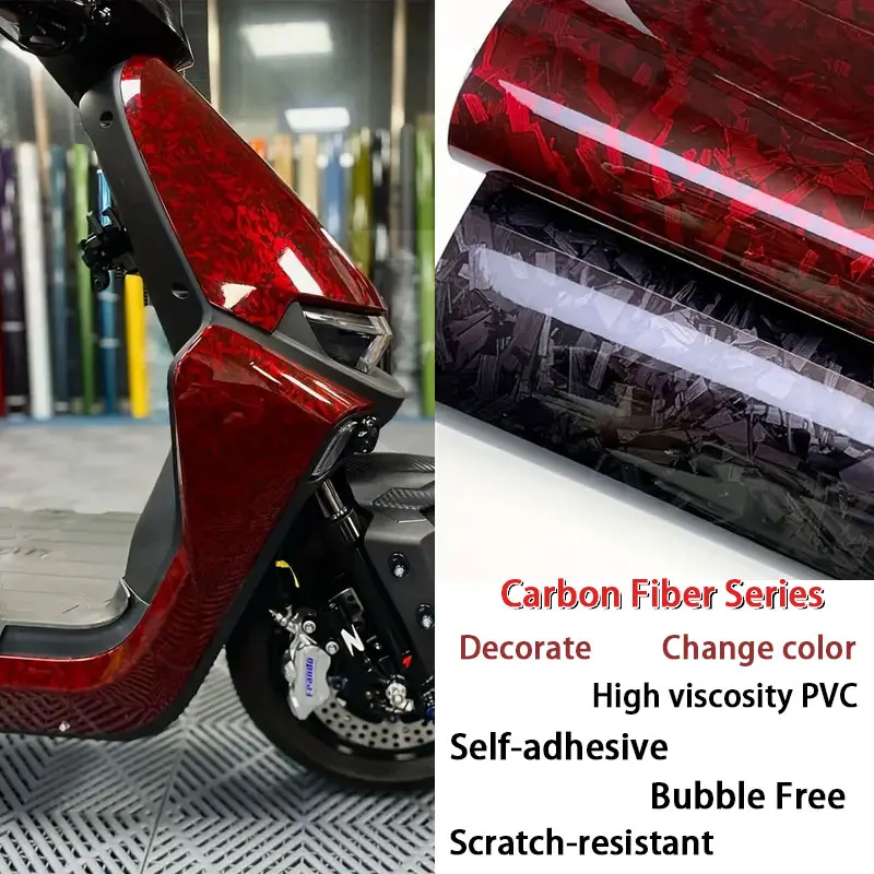 Selbstklebende Auto-Folie aus PVC mit geschmiedeter Kohlefaser-Optik, Farbwechsel-Vinylfolie, Hochglanz, blasenfrei, Auto-Zubehör