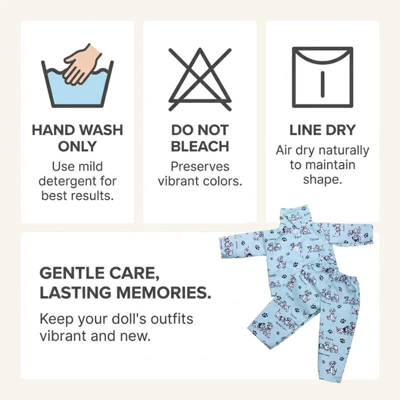Ubranka do spania dla lalki American Girl 18 cali, zestaw piżamy, wzór w panterkę i owoce, strój dla lalki 43 cm, lalka reborn.
