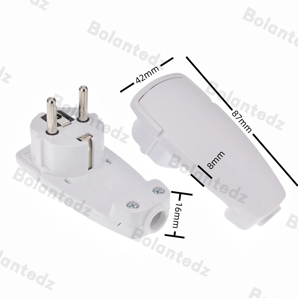 France Germany Plug Adapter 16A Male AC Outlets Rewireable Schuko Electeic Socket Euro Connector Ultra Thin Hidden Power Plug