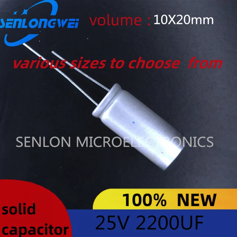 Imagem -03 - Capacitores Eletrolíticos de Alumínio Resistant High 105 ° Capacitores Sólidos Volume 10x20 mm 25v 2200uf Novo 10 Peças