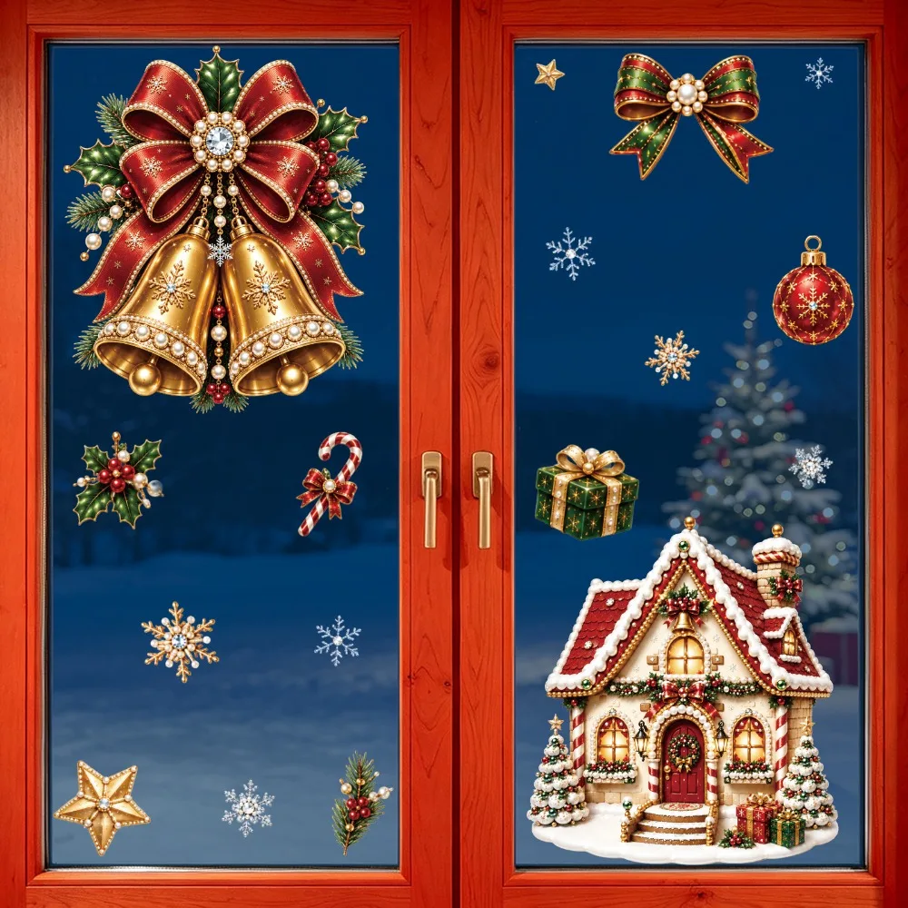 Christmas 2027 New Window Stickers Cute Santa Reindeer Snowman Snowflake Xmas Glass Stickers Winter Home Shop Window Decor Gifts view 4