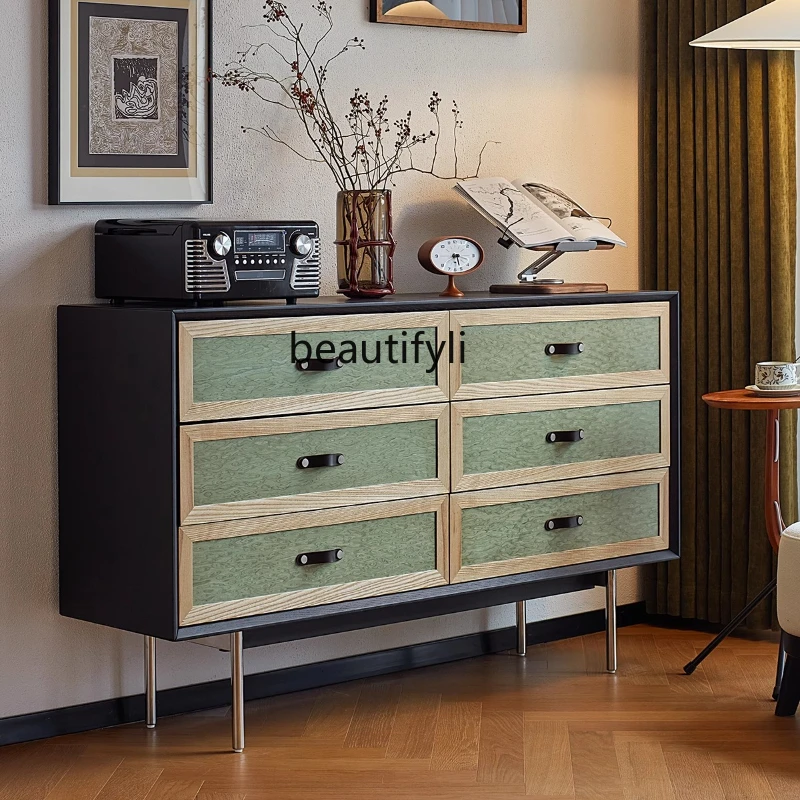 

Medieval style solid wood bedroom bedside locker living room home retro style wall storage cabinet
