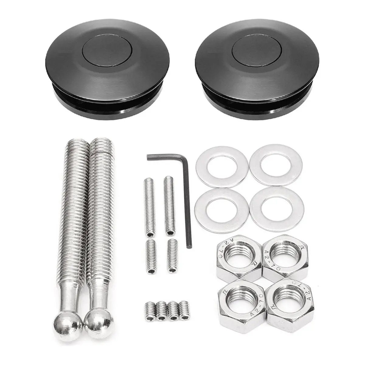 #24M 2 Pack Quick Release Latches Universal for Auto Car,push button quick release kit,(Black)
