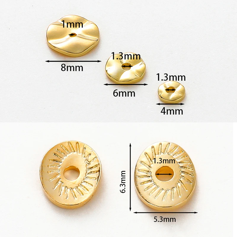 20-50Pcs 18K Gold-plated Wavy Round Flat Spacer Beads Evil Eyes Loose Spacer Beads For DIY Bracelet Jewelry Handmade Accessories