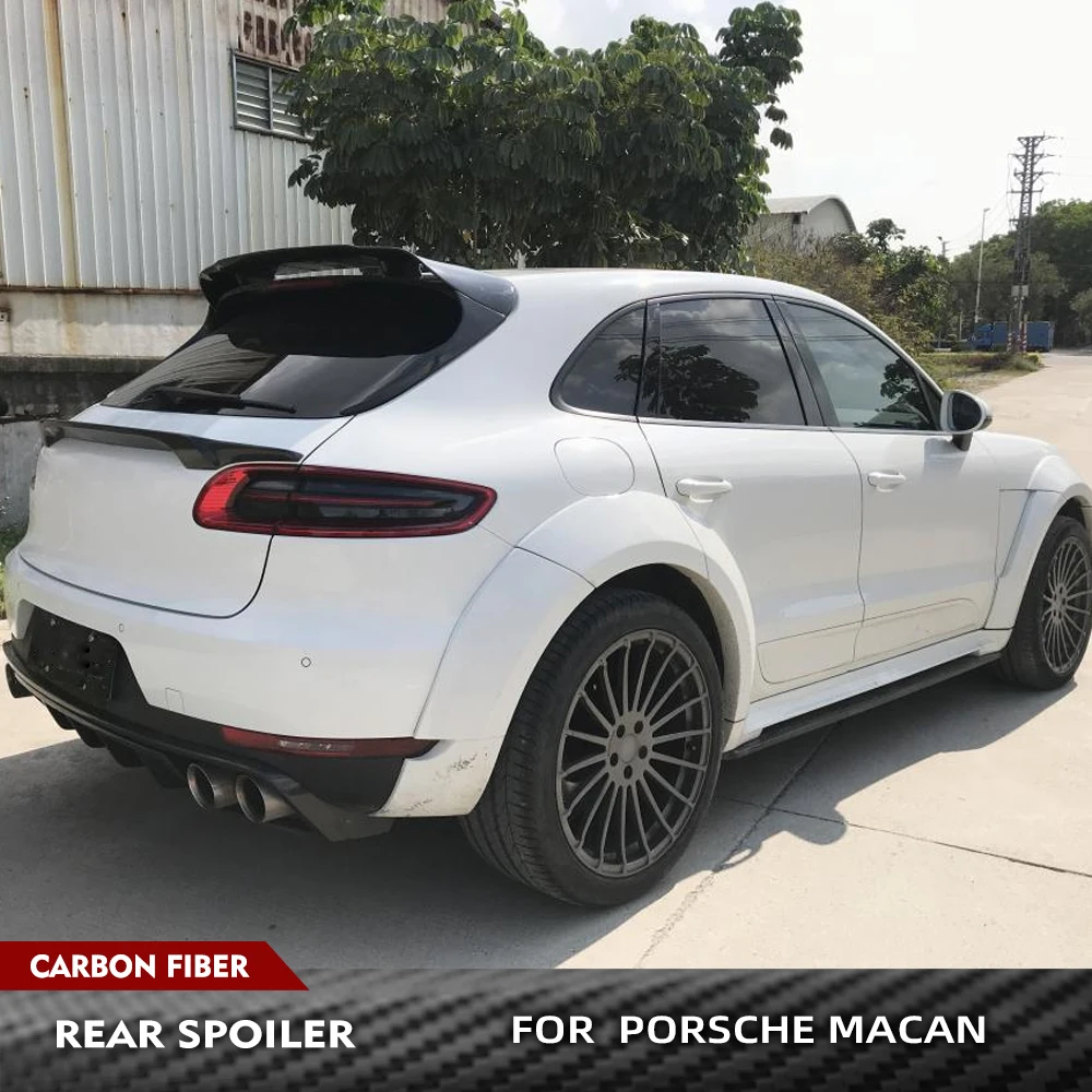 Roof Spoiler Fits for Porsche Macan Base/Turbo/GTS/S Sport Utility 4Door 2014-2020 Auto Rear Window Carbon Fiber Top Wing Lip