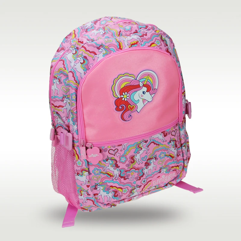 Australia Smiggle original hot-selling children's schoolbag cute girl pink love unicorn high-quality schoolbag 16 inches