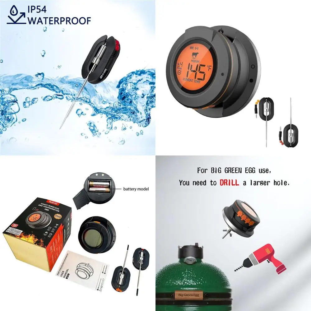 

Wireless BBQ Thermometer with 2 Probes for Outdoor Grilling - Perfect Gift for Men & Dads