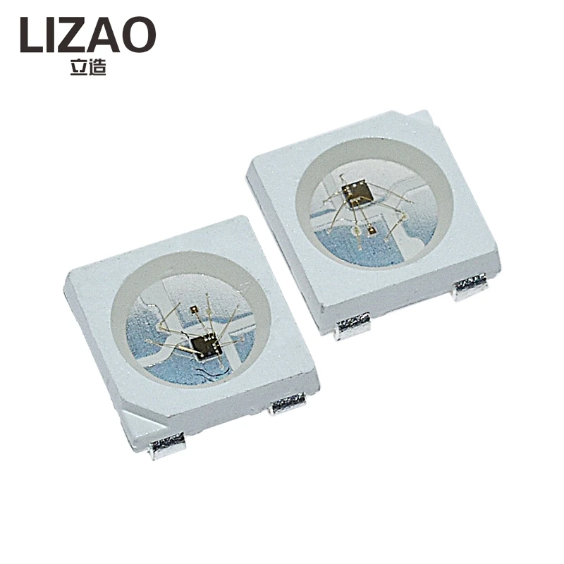 LIZAO 100PCS WS2812B 5050 SMD RGB LED, 4Pin Individually Addressable Digital WS2812 LED Chip 5V