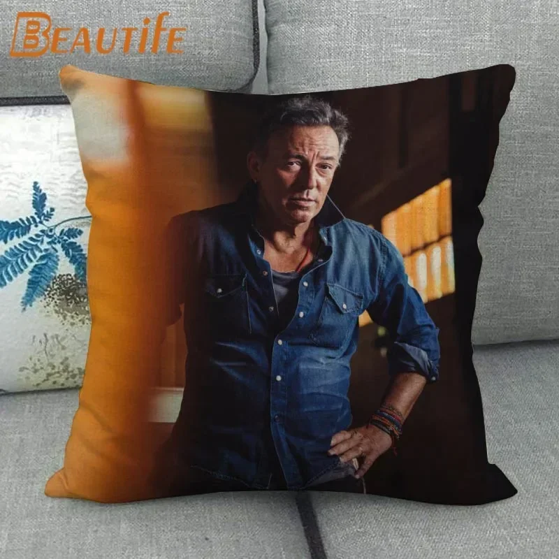 Custom Bruce Springsteen Pillowcase 45X45cm Wedding Decorative Eco-Friendly Cotton Linen Fabric Pillow Case