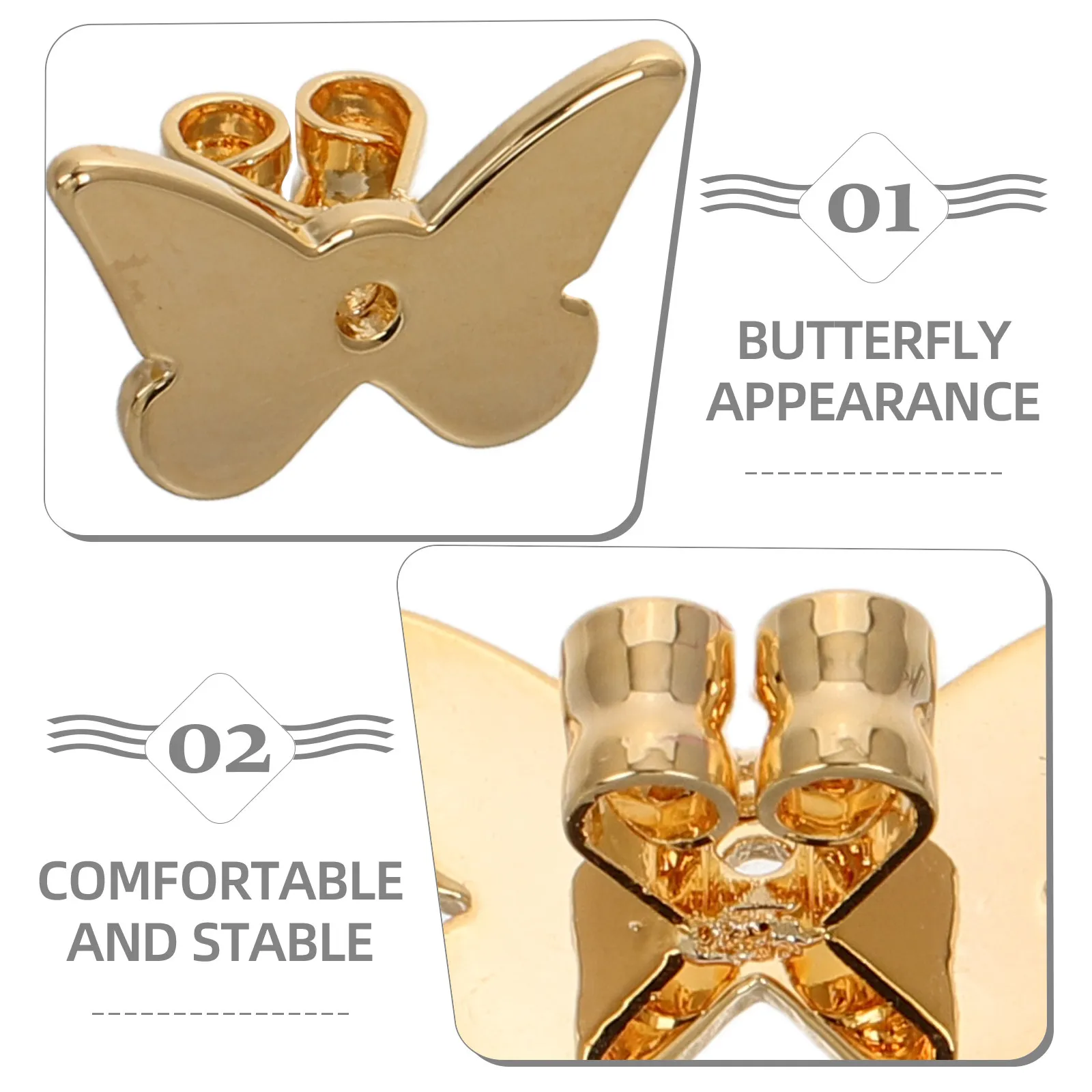 4Pcs Copper Butterfly Earring Backs Earlobe Lifters Secure Earring Stopper Replacement for Pierced Earrings Daily Wear Wedding