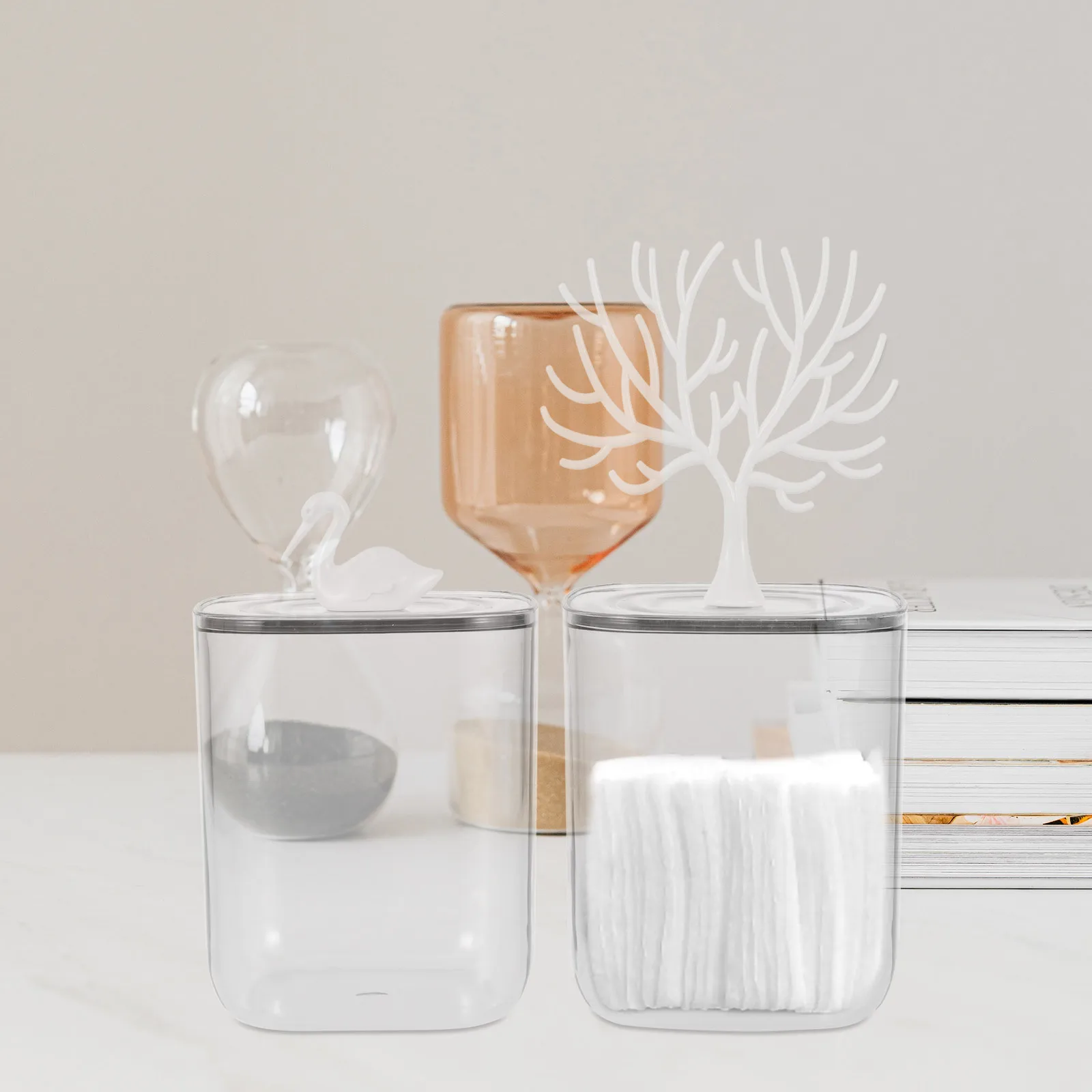 

2Pcs Swan Antlers Cotton Swab Storage Box Practical Organizer for Cotton Pads Toothpicks Small Tools Bathroom Desktop Use