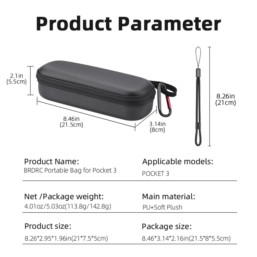 Futerał do przenoszenia kamera podróżna podręczny schowek-organizer ochronna z wiszącym paskiem kompatybilna z kieszonkowym aparatem DJI OSMO 3