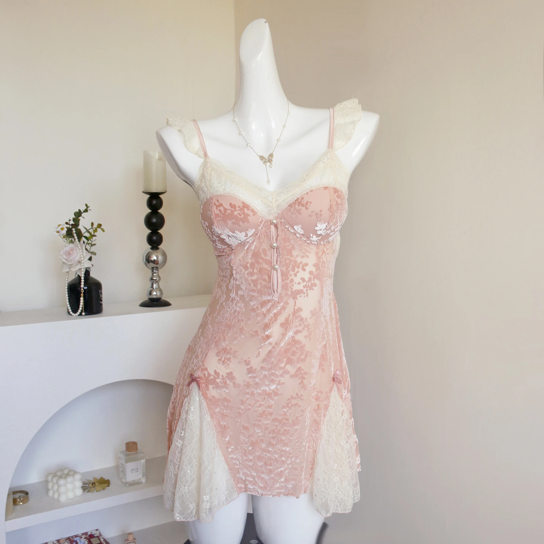 

Женская одежда для сна Burnout, кружевное нижнее белье с открытой спиной и накладкой на грудь, ночное платье, женская одежда для сна, ночная рубашка Nuisette Femmes, ночная рубашка