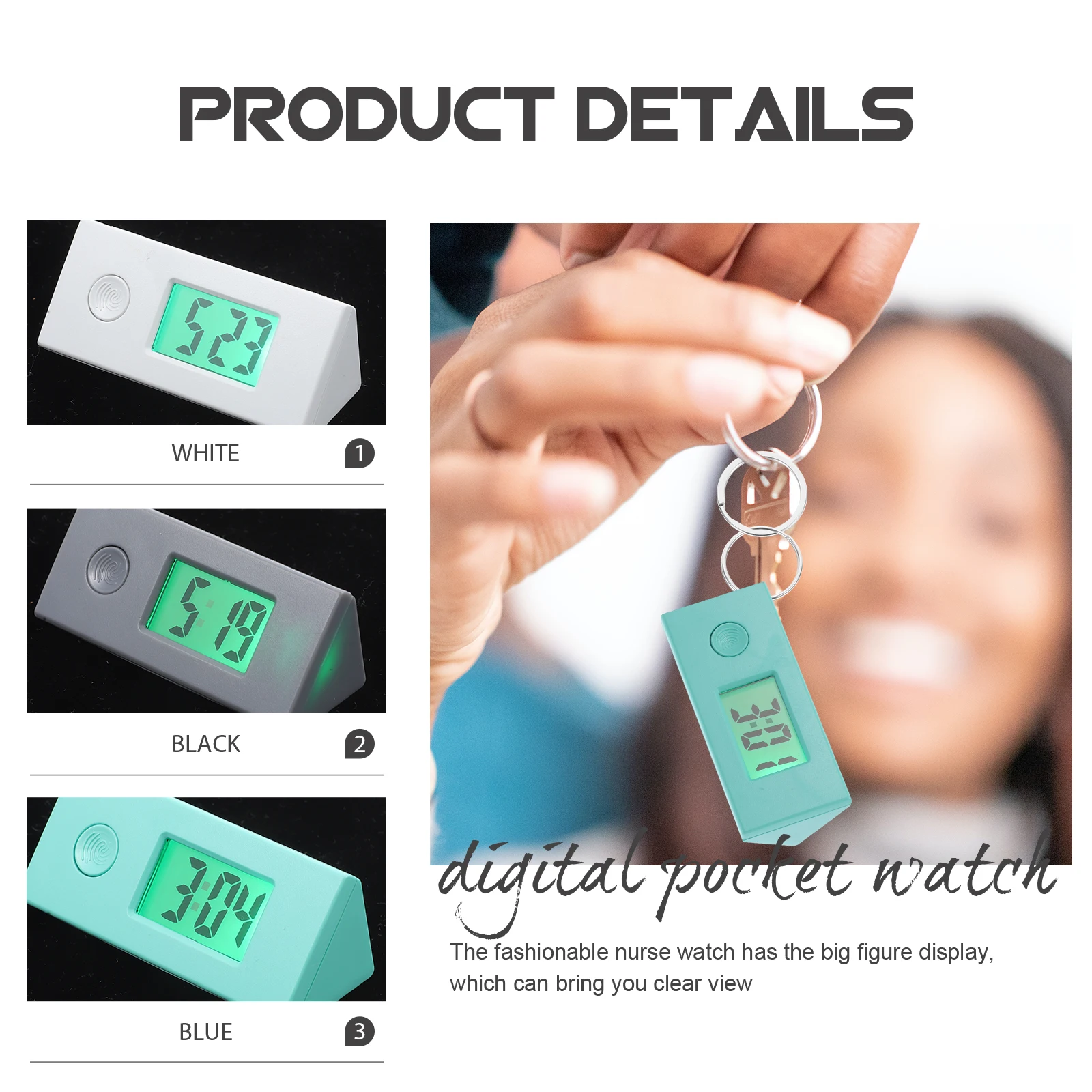 3pcs Mini Watch Keychain Portable Hanging Nurse Electronic Watch Small Size Fashion Accessory Gift