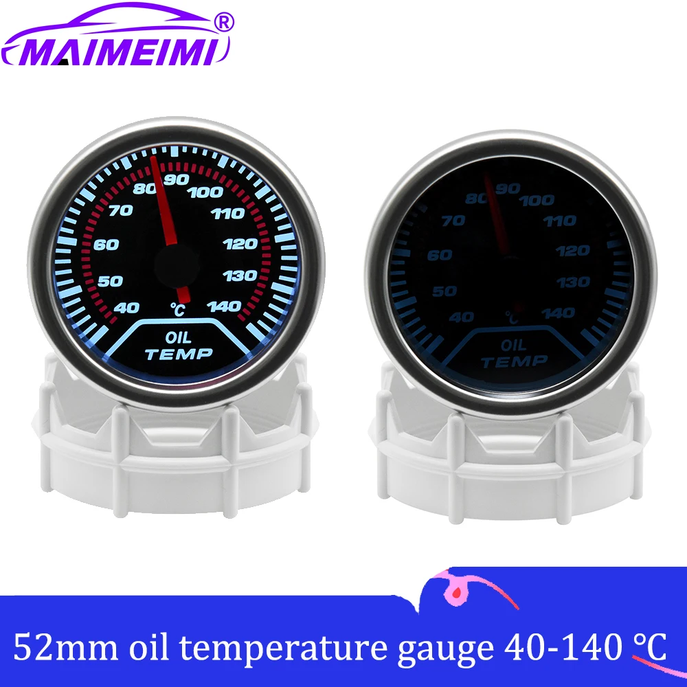 

52 мм автоматический гоночный датчик температуры масла цифровой 40-140 градусов 2 ''красный указатель белый светодиодный автомобильный измеритель для автомобиля