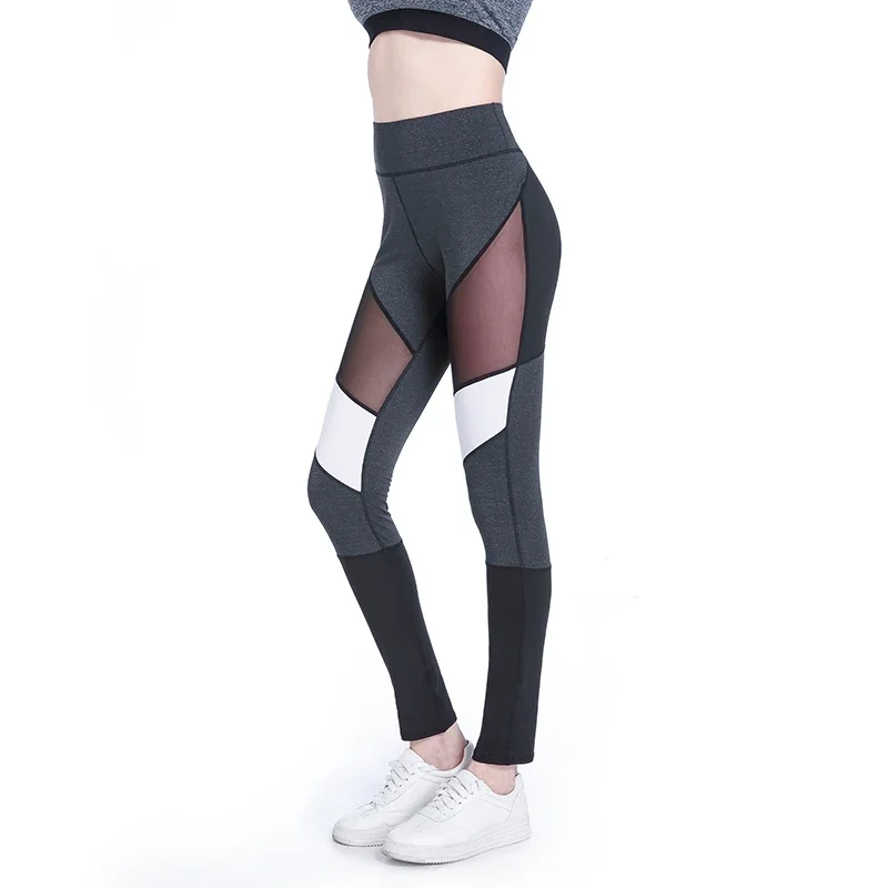 Women Splice Running Yoga Long Pants High Waist Mesh Seamless Leggings Training Fitness Gym Elastic Sportswear Sport Pants