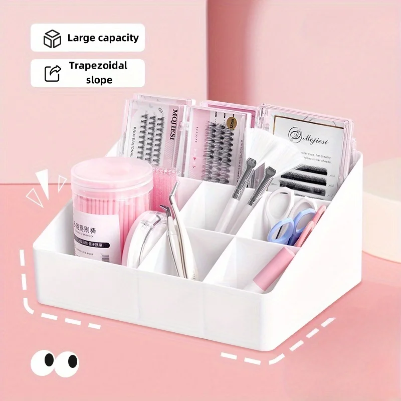 Professional AcrylicEyelash Extension Organizer Box Lash Tool Storage Case Makeup Holder for Pads Tissues Tweezers Salon Display