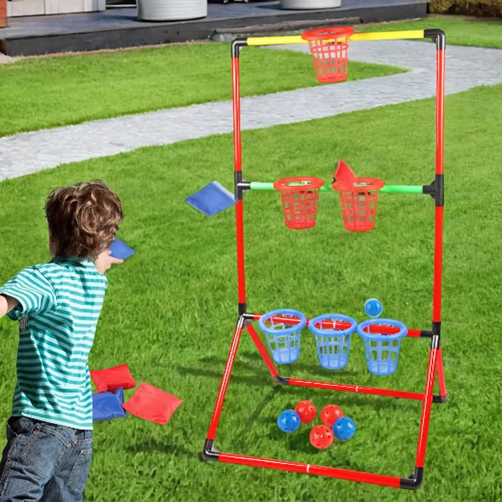 Juego de cubo de bolsas de frijoles, juego de fiesta de jardín interior y exterior para juguetes de patio trasero para niños