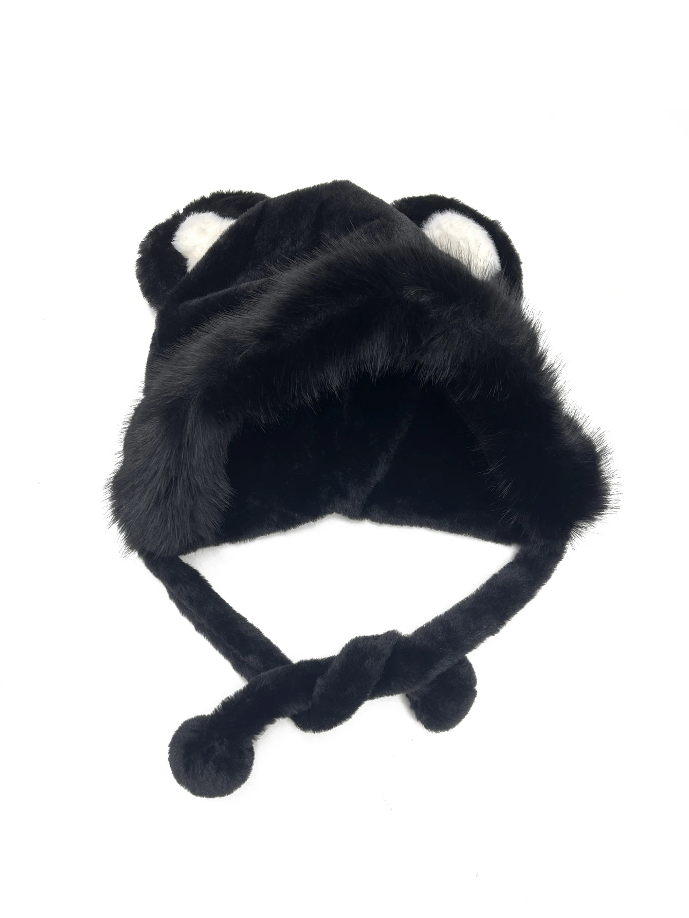 A Winter Cute Bear Ear Warm Hat Women Plush  Beanie Hat Girls Windproof  Cap