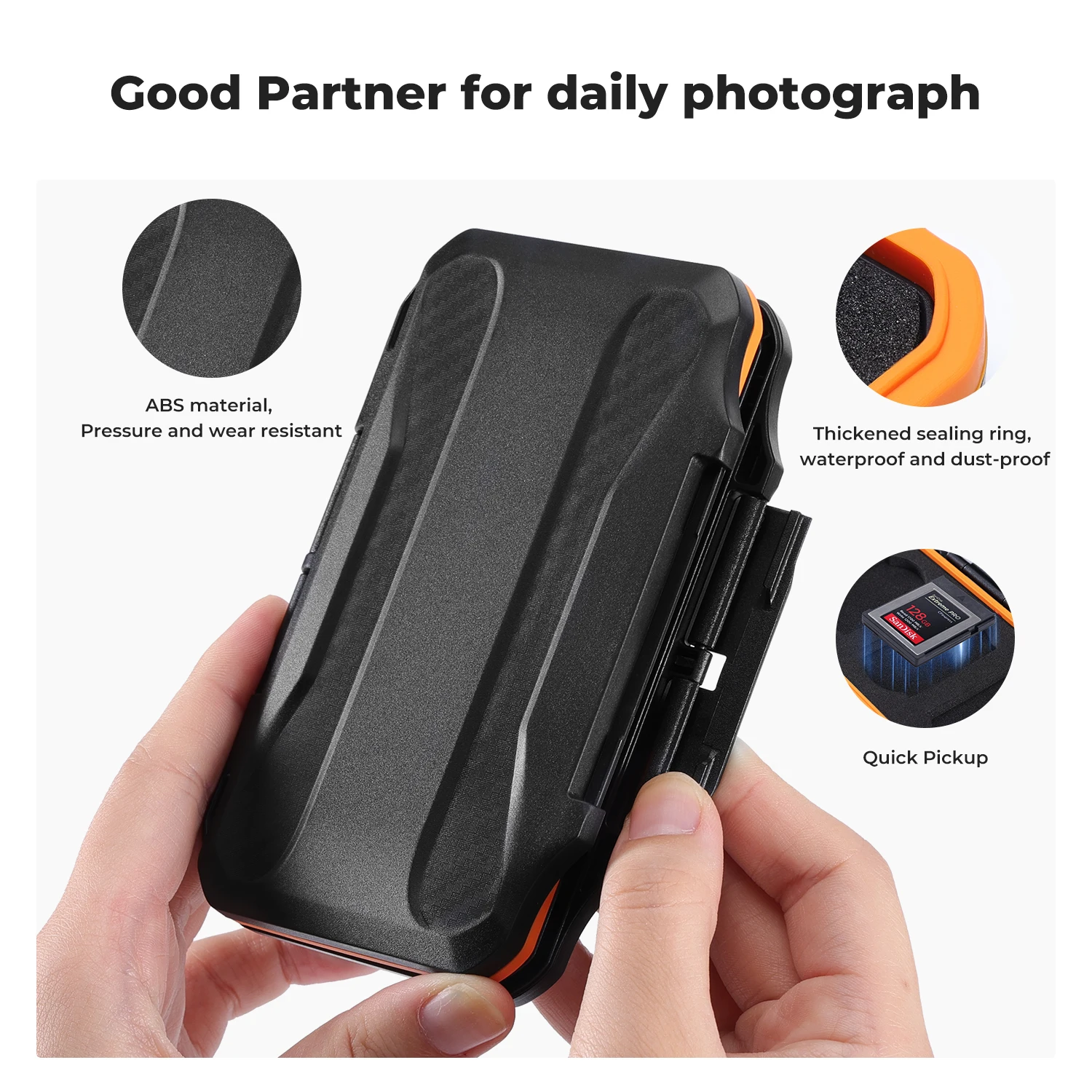 K&F CONCEPT Memory Cards Storage Case Waterproof Shockproof 6 Slots CF Memory Card Box For XQD or Cfexpress Type-B Cards Holder
