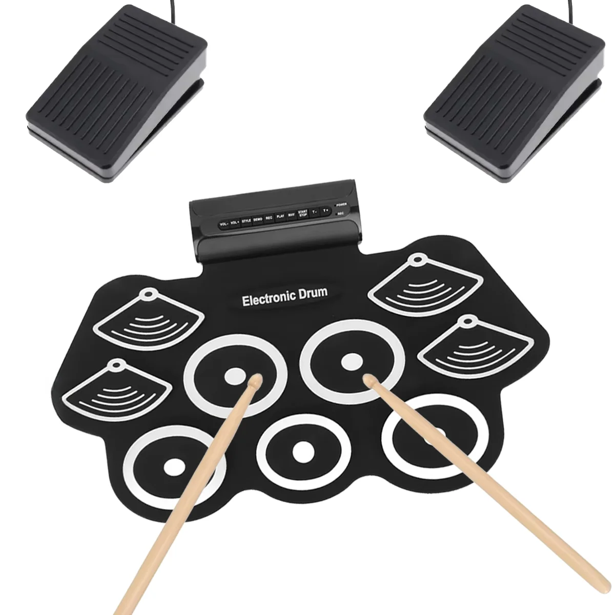 Miwayer Beginner Friendly Electric Drum Set 9-Pad USB, Built-in Speakers, Pedals & Sticks for Kids & Adults Training