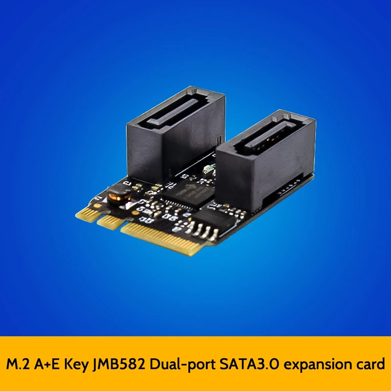 Top-Riser Card M.2 A+E To 2 Port Sata3.0 Expansion Card SATA AHCI Interface Storage Device Adapter Card JMB582