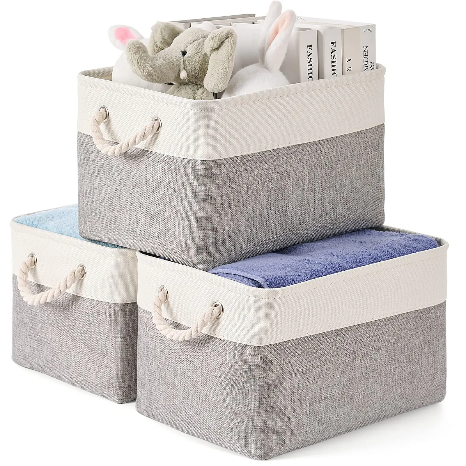 Solid Color Double Spell Linen Storage Box Modern Simple Portable Storage Basket Underwear Toy Sundries Storage Box