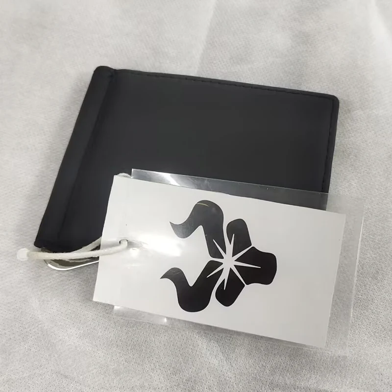 Dompet Ramping Pria Kulit Asli 100% dengan Klip Uang Tempat Kartu Kredit Lipat Dua Pemblokir RFID