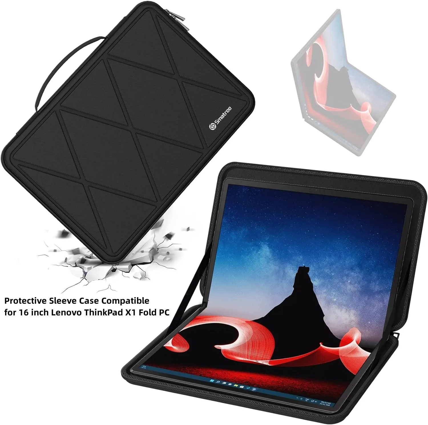 

Hard EVA Protective Sleeve Case Compatible with 16 inch Lenovo ThinkPad X1 Fold PC (Folded) Notebook Bag, Laptop Carrying Case