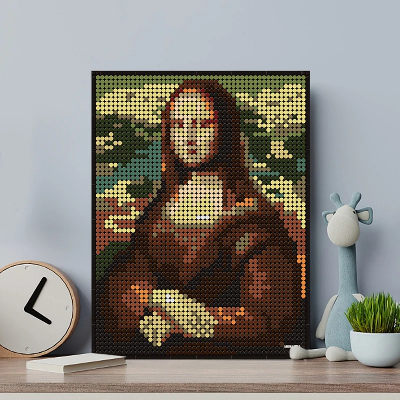 Mona Lisa Art Painting Sunflowers Girl With A Pearl Earring Starry Night Model Building Blocks Van Gogh Classic Creative Bricks