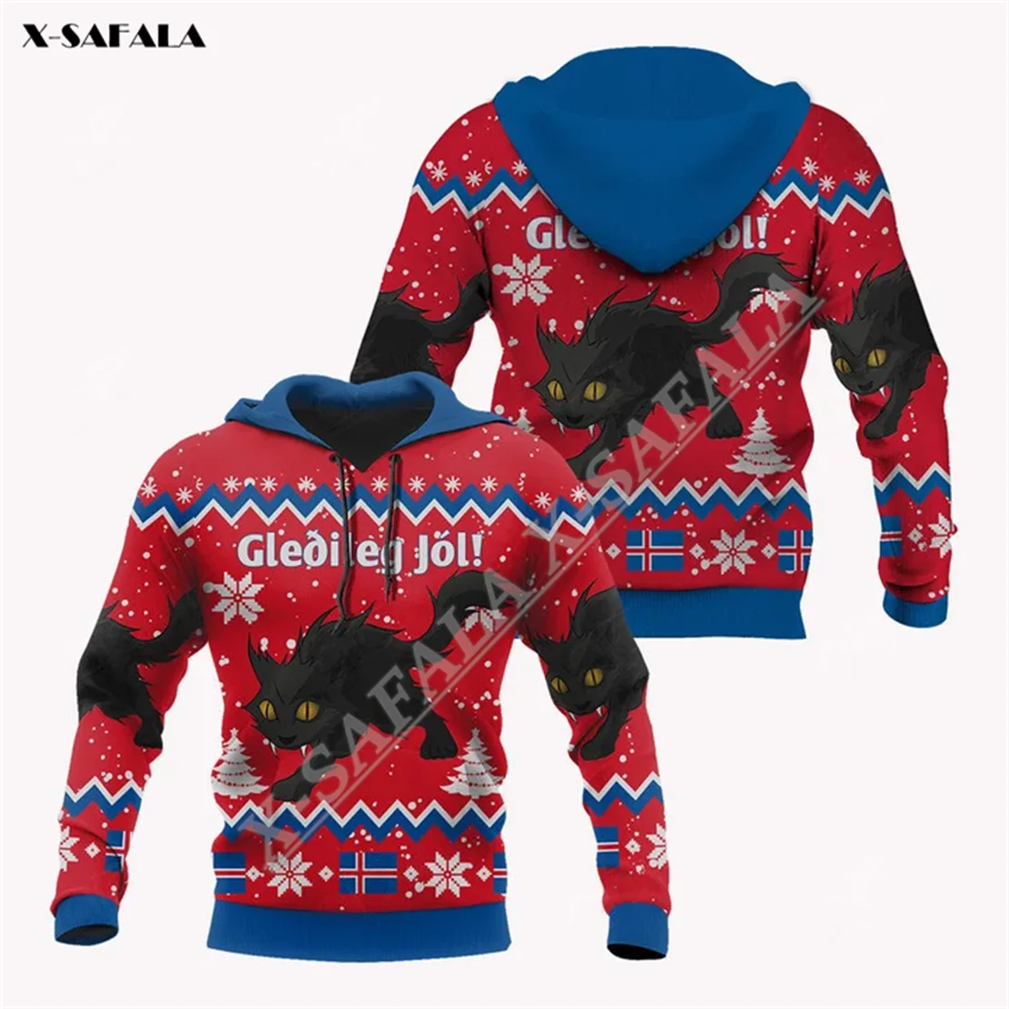 

ICELAND CAT Merry CHRISTMAS Gift 3D Full Print Zipper Hoodie Men Pullover Sweatshirt Hooded Jersey Tracksuits Outwear Coat