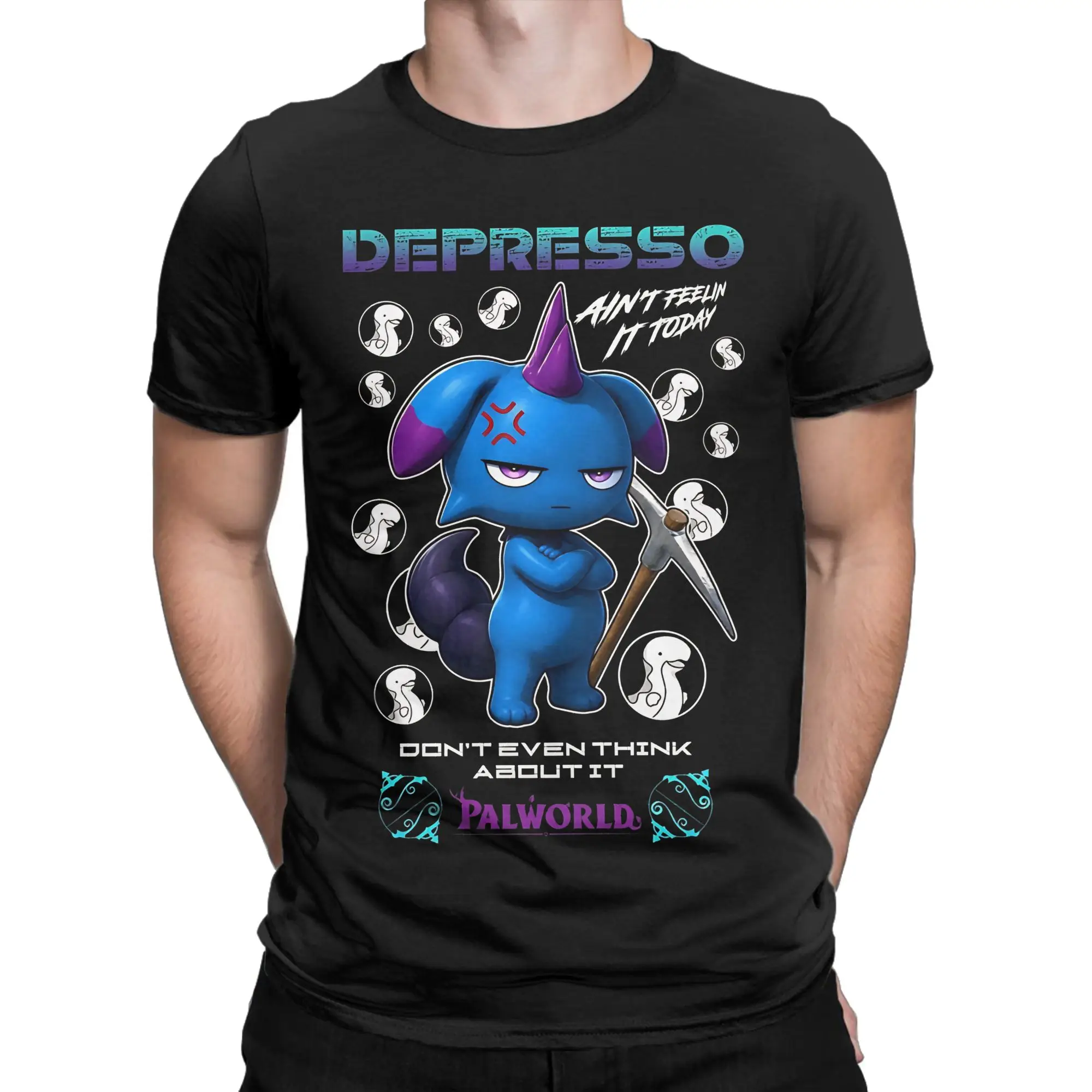 Depressos He's Just Like Me For Real  T Shirts Cotton Leisure T-Shirts Crew Neck  Tee Shirt Short Sleeve Clothes Plus Size