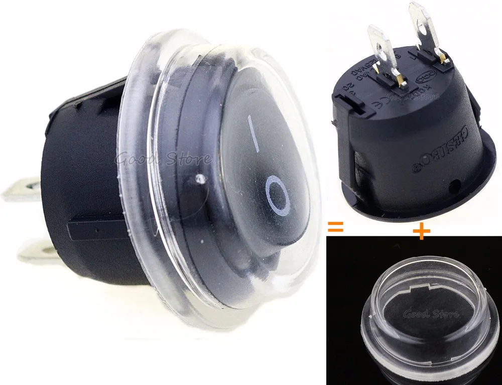 

5 шт. пустой 2-контактный круглый кулисный переключатель включения-выключения 20 мм SPST автомобильный приборная лодка + прозрачный водонепроницаемый чехол