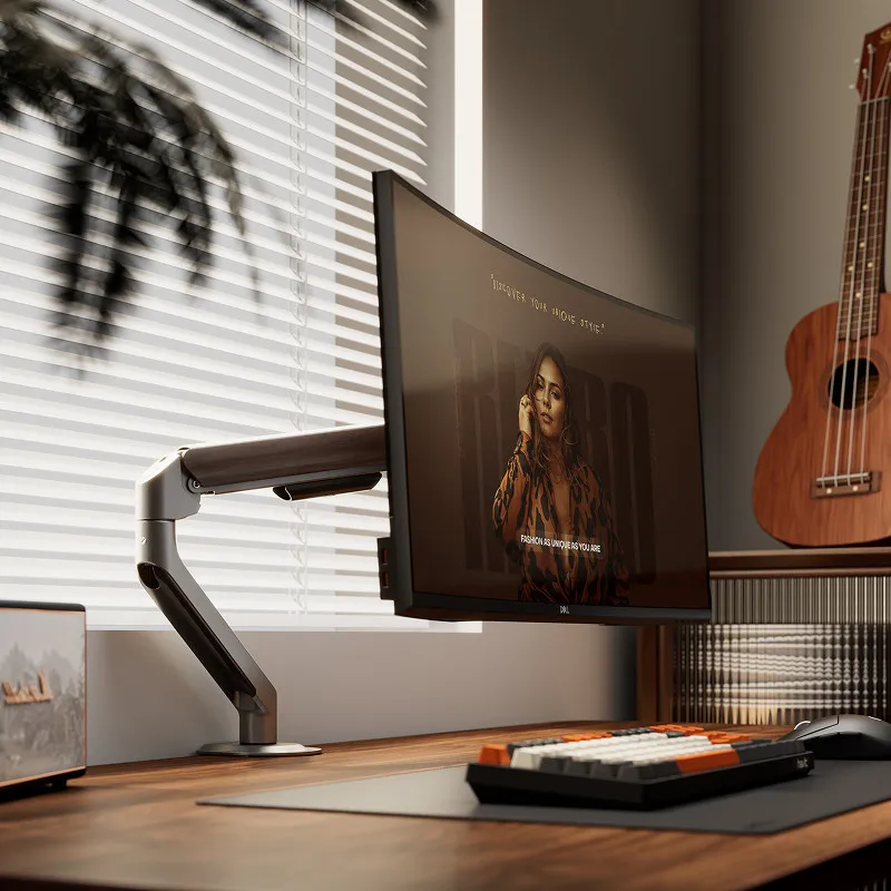 Monitor Arm Bracket No-drill Lift 3D Rotation Quick Install Stable Computer Screen Desktop Heightening Stand
