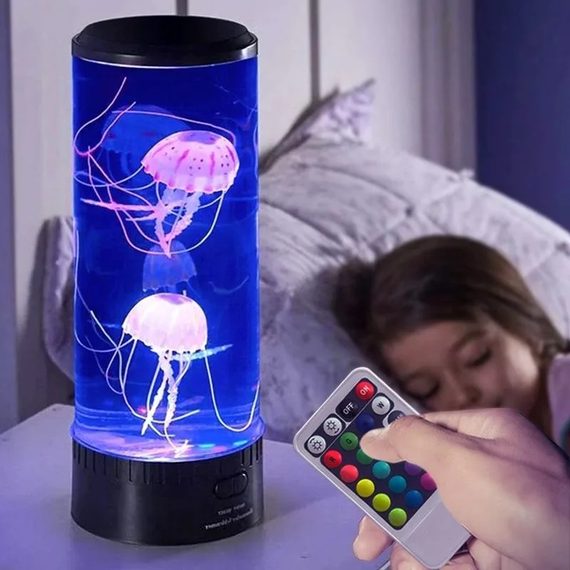 Jellyfish Lamp LED Aquarium Light Color Changing Jellyfish Tank Night Light USB Rechargeable Home Bedroom Party Decor