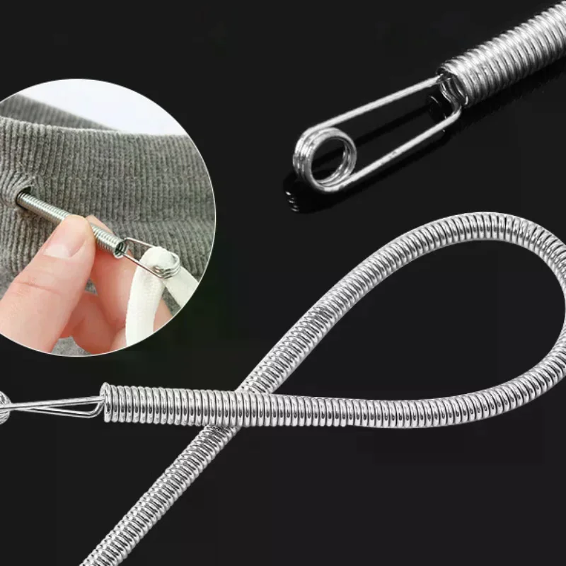 Bendable Spring Drawstring Threader Clip Pants Hoodies Elastic Band Lace Cord Flexible Drawstring Thread DIY