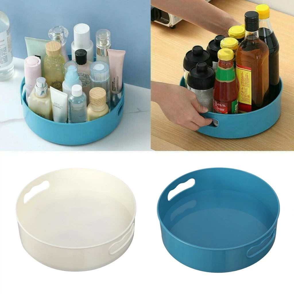 

2024 Storage Tray--360 Degree Rotating Cabinet Organizer Kitchen Bathroom Cosmetic Turntable Non-Slip Spice Round Rack Plate