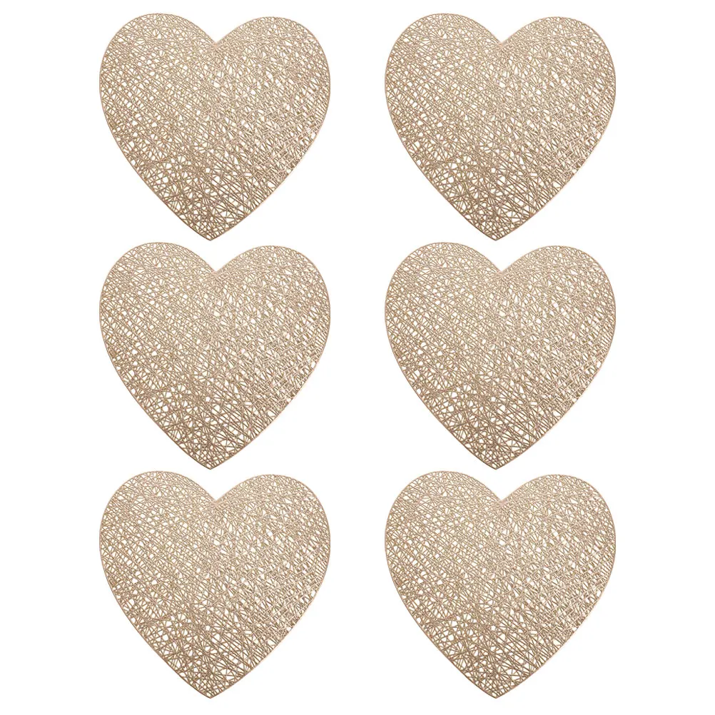 

6 Pcs Heart-shaped Placemat Table Mats Dinner Placemats Heat Resistant Coaster for Dining Pvc Kitchen Decoration