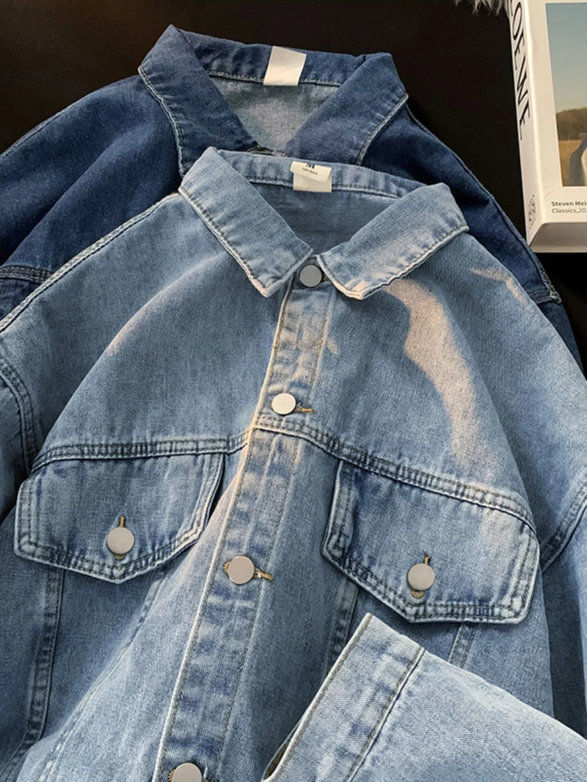 

Loose Fit Men's Denim Jaet Autumn Faionable Street Sle Student Outerwear Teenage Boy's Clothing Zipper Decoration Anti-...