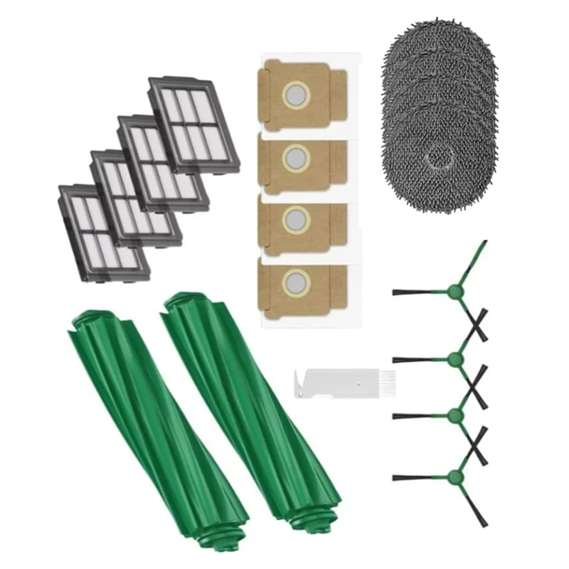A05G-19PCS peças de aspirador de pó para irobot roomba plus 505 combo/405 combo-escova principal, escova lateral, filtros, almofada de esfregão, saco de pó